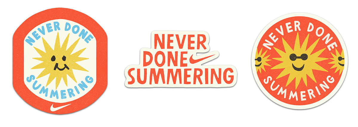 cartoon digital illustration Nike Promotion risograph sticker summer texture vector Website