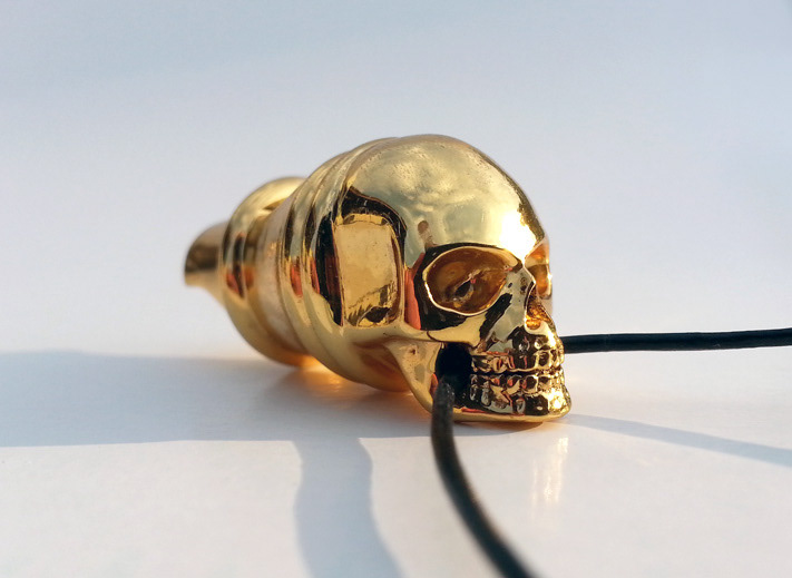 skull pendant whistle jewelry 3d print 3d printing i.materialise Pookas gold Michael Mueller