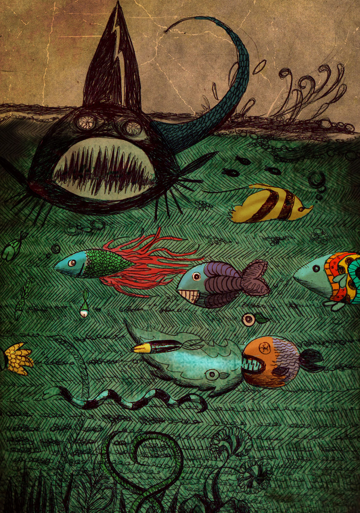 ilustracion dibujo  diseño  cuentos  boli photoshop color TALES caperucita alicia hermanos Grimm  Sirenita bella y bestia patito feo Nemo