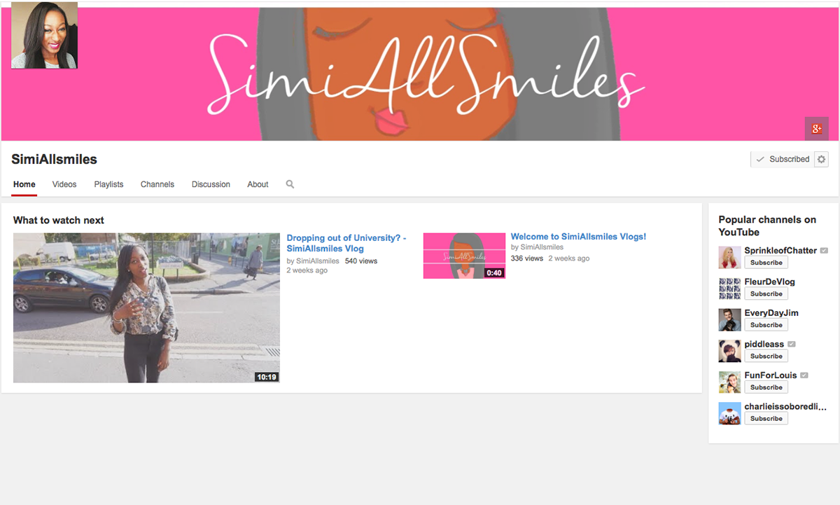 SimiAllSmiles youtube visual identity