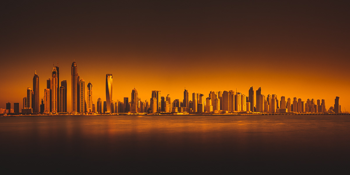 dubai Urban long exposure panorama night Day building Burj Khalifa