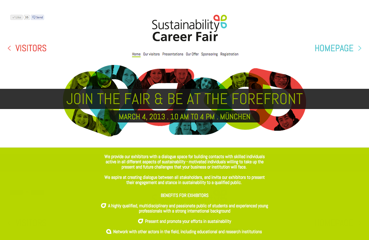 Sustainability Career Fair germany munich Web design Website Rana Elgohary colours banner red green blue White drop down Amr Draz