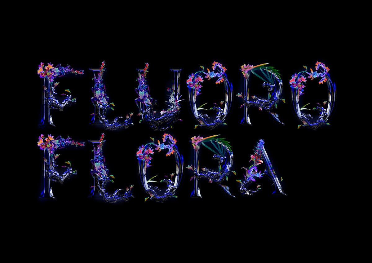 type typography   alien bioluminescence chrome Flowers font melbourne design week New Zealand UV