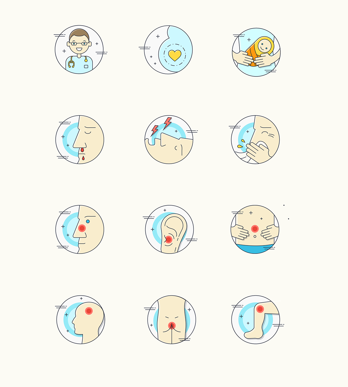 icons icons set healht flat icons nose pregnancy doctor Medical Icons illness cold