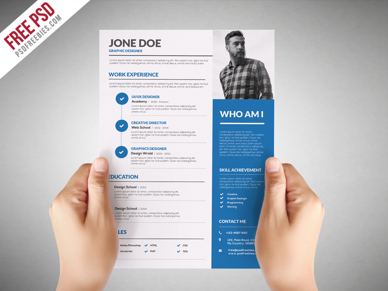 free psd psd CV Resume Free Resume free cv Designer resume creative CV freebie job cv