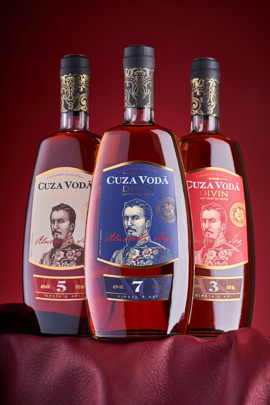43oz Brandy cuza voda design studio ILLUSTRATION  label design Moldova Packaging packaging design