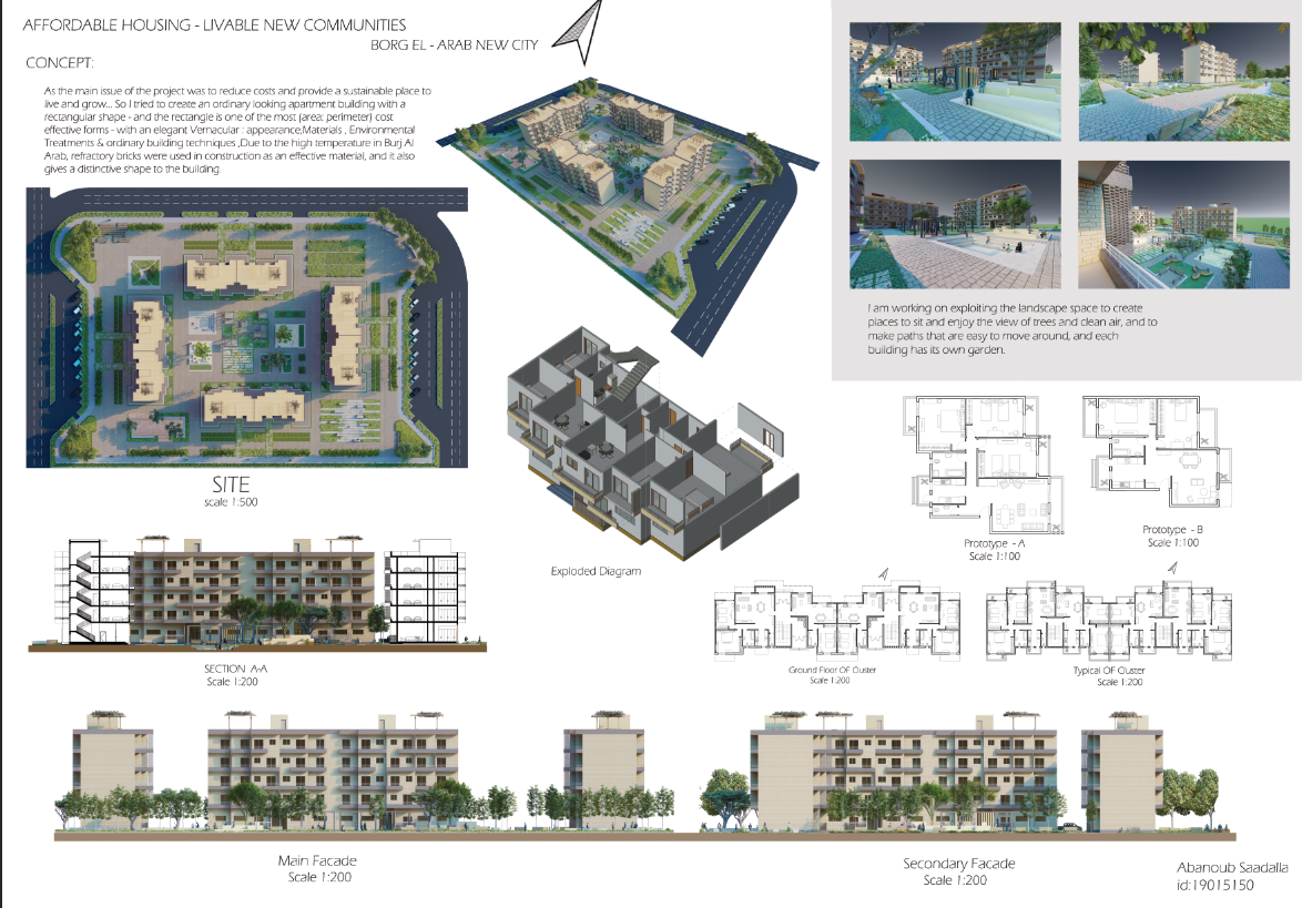 building architecture 3D exterior Render 3ds max affordable housing Urban Design Landscape Architecture  urban planning