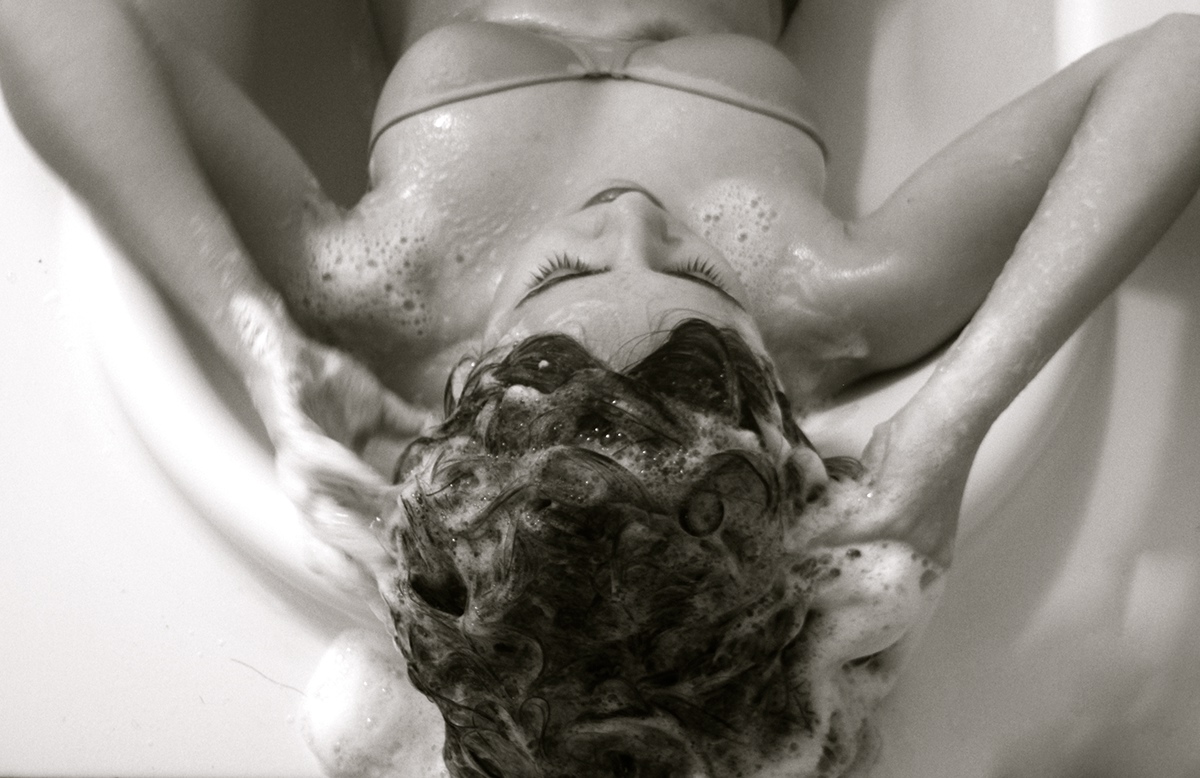 SHOWER girl Lady douche hair brunette water Liquid wet bath beauty a level subject Foam soap