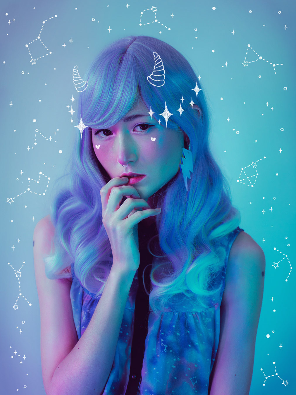 kawaii Photography  makeup retouch doodles japanese fantasy book cover skin retouch add dreamy girl store blue hair Cosplay pink hair