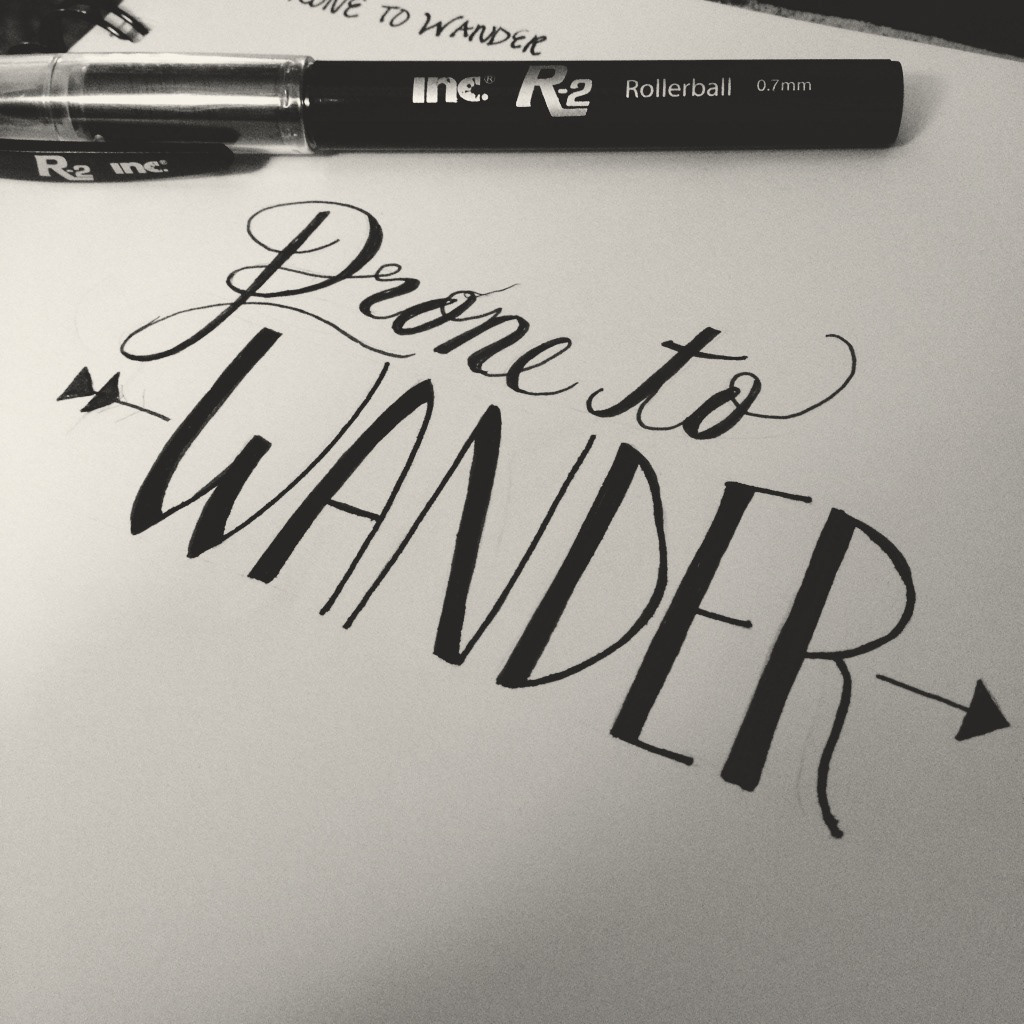 type words wander hymn inspired by song hand drawn type illustration baylee Hart brown