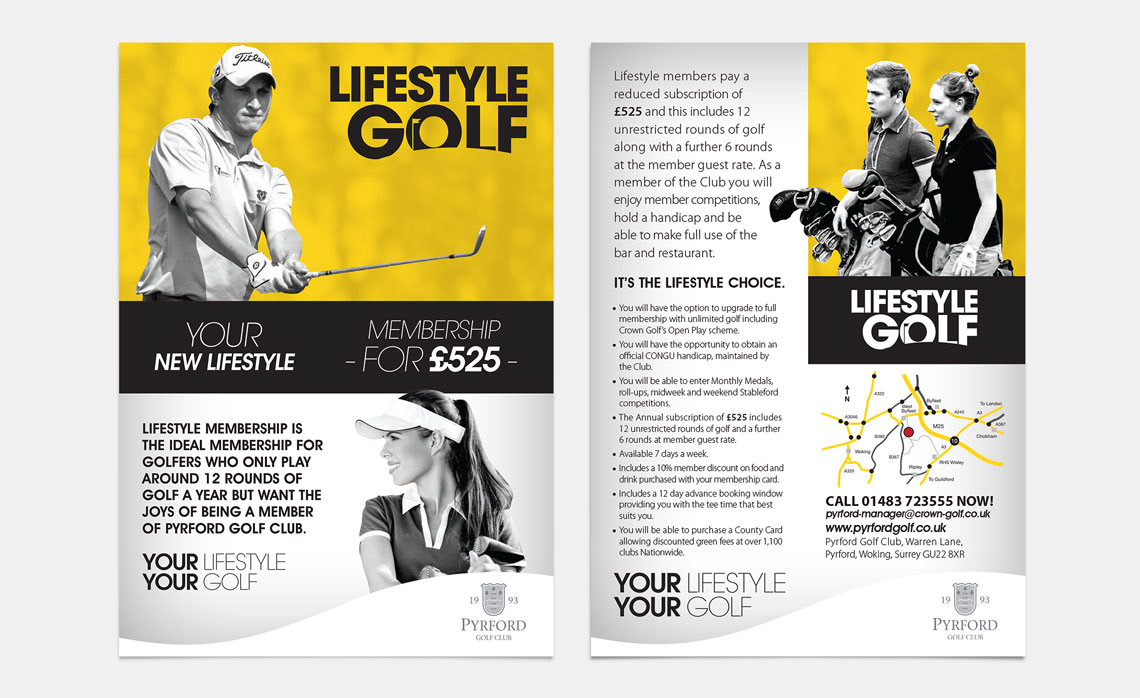 golf Golf’s crown sales marketing   strategy is to create highly targeted membership packages tailored to specific golfers needs. I worked with Crown to create a new brand and marketing collateral for Lifestyle Golf. This extended