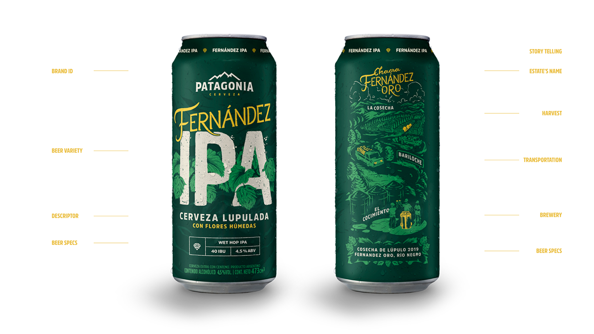Adobe Portfolio beer brewing cerveza fernandez oro hop IPA Label lata lúpulo patagonia