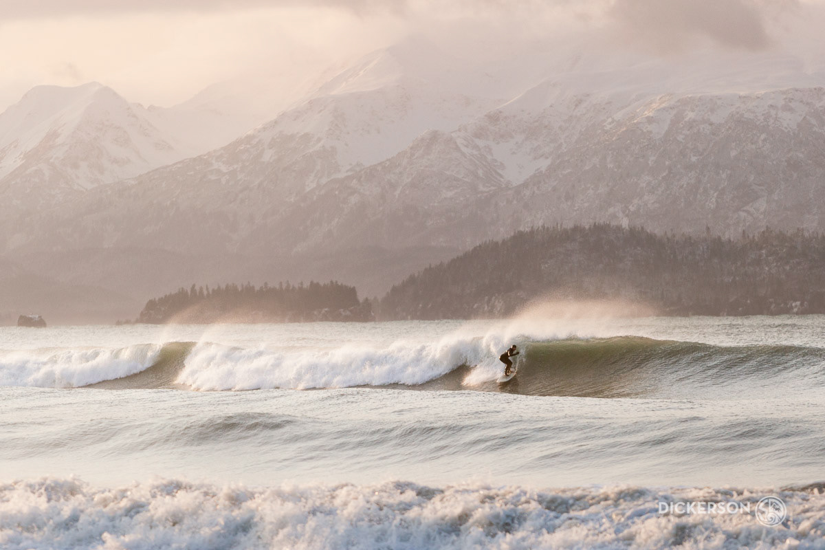 surfing Alaska extreme adventure outdoors Nature environment snow winter cold Ocean wave water athelete
