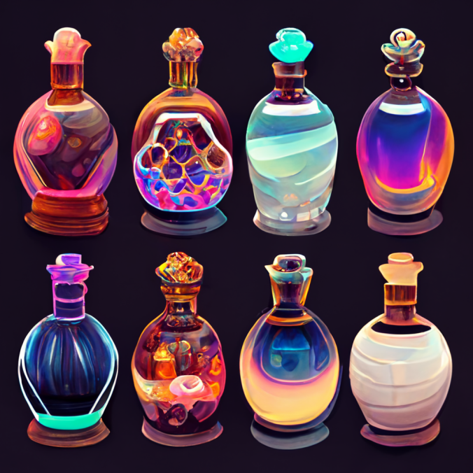 2D assets digital painting fantasy game Game Art potion potion bottles