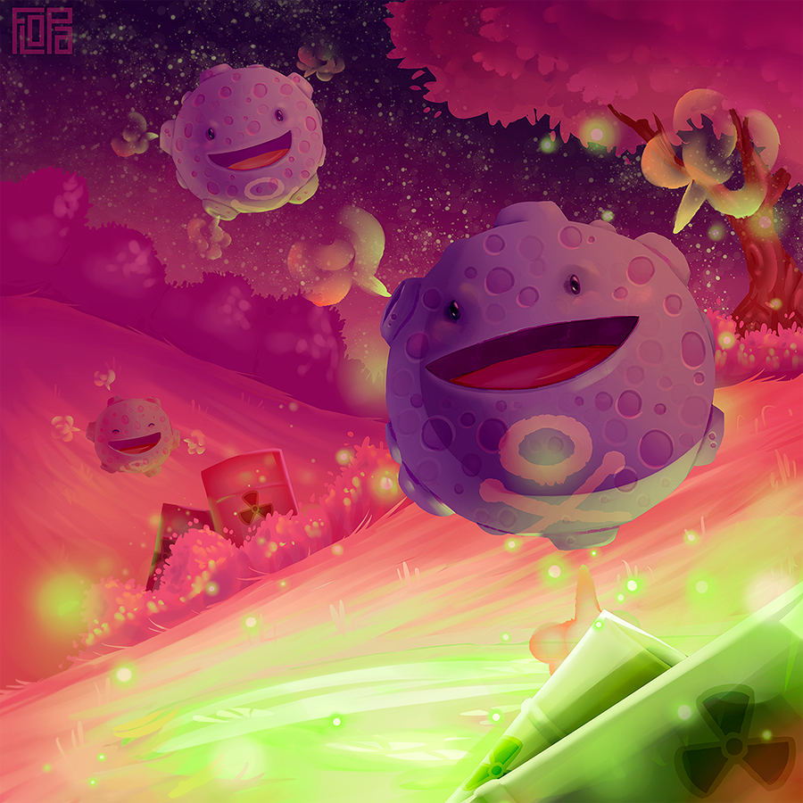 Pokemon kanto koffing purple radioactive wheezing toxic desechos Radioactividad Pokedex chile