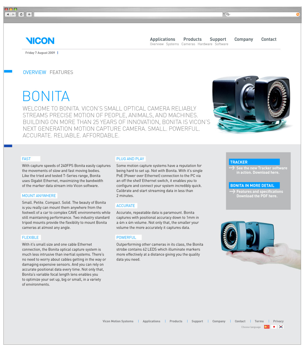 mocap motion capture 3D camera Packaging box vicon Z3 birmingham OMG