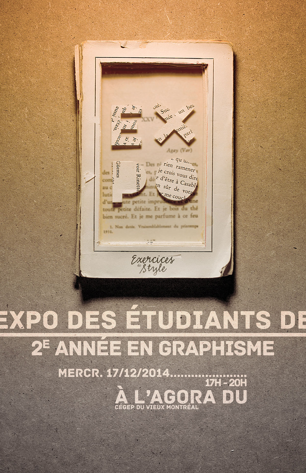 expo exposition poster book cutting typo bookart bookcraft exercice photo concept student