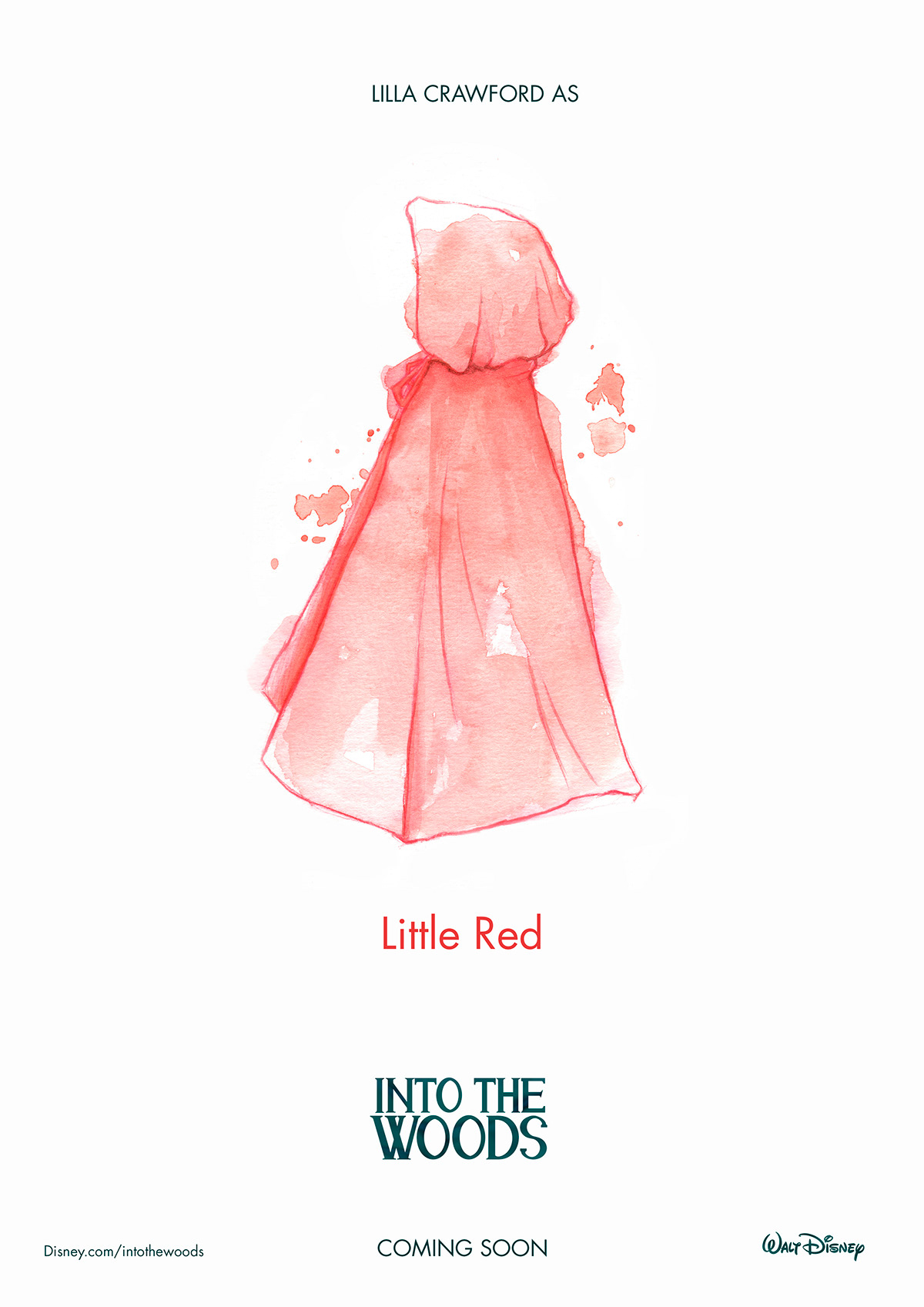 Into the Woods poster teaser Little red hood cinderella jack The Wolf Cinema watercolor disney