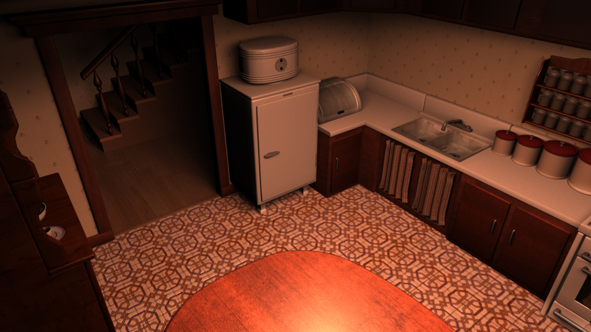 kitchen  Maya  texturing texture model fridge cabinet japanese evacuation thesis lighting rendering