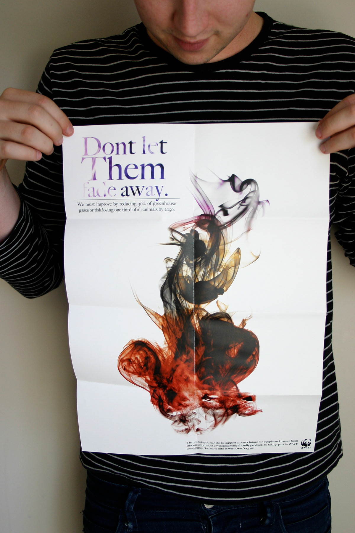 publication WWF campaign poster folding posters purple photoshop animals gloabal warming Extinction Panda  lion zebra