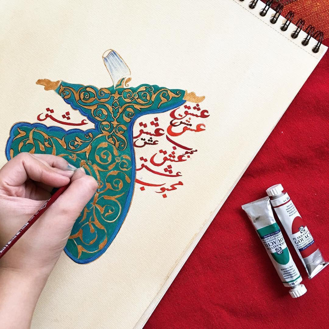 Free Vector | Hand draw ramadan kareem islamic lamp and moon sketch card  design