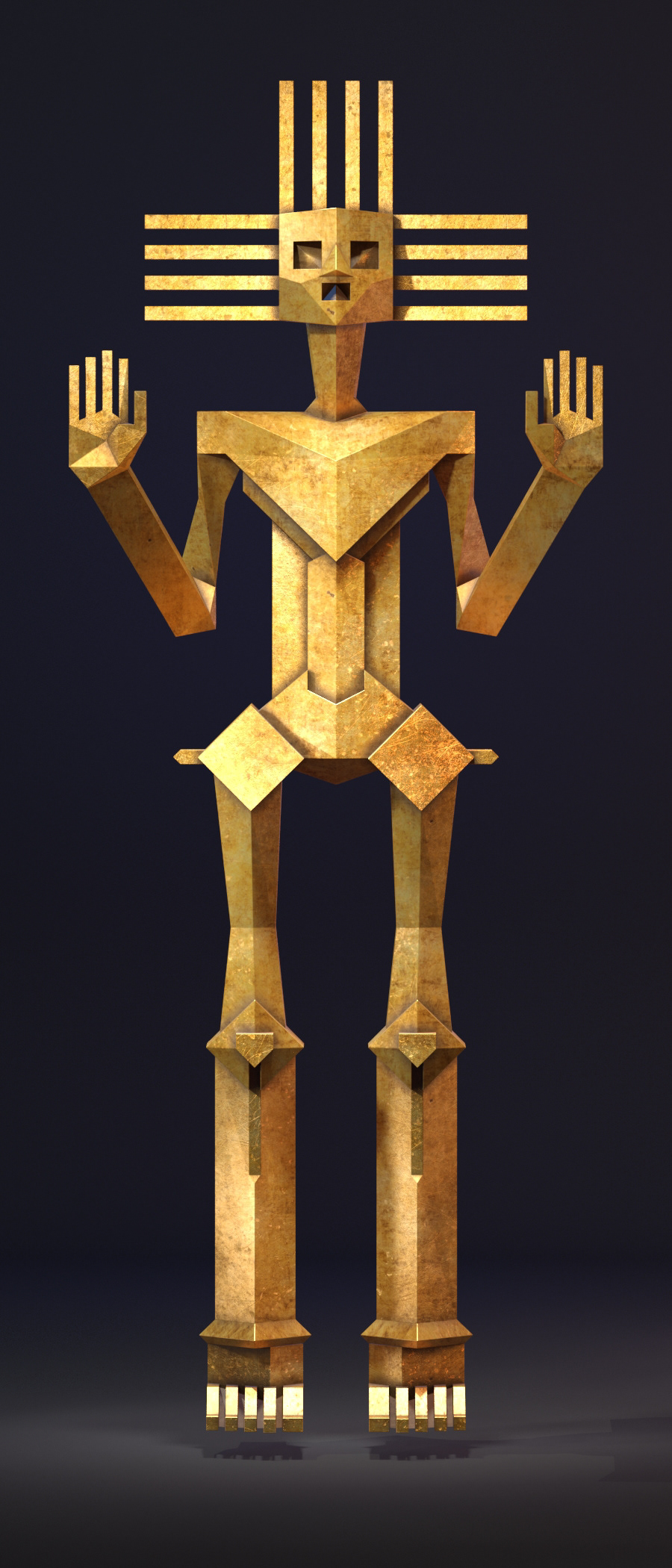 3D 3ds max artifact atacama gold mindák Render sculpture statue