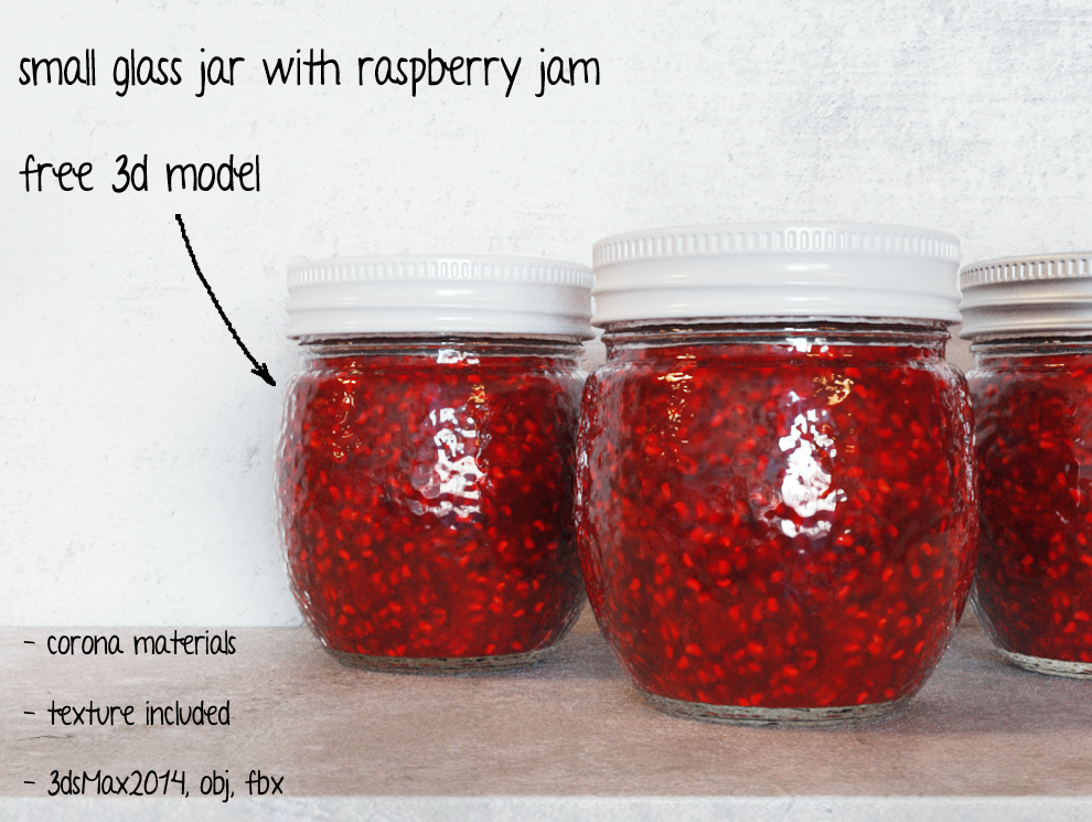3D jars Raspberry Jam corona Render