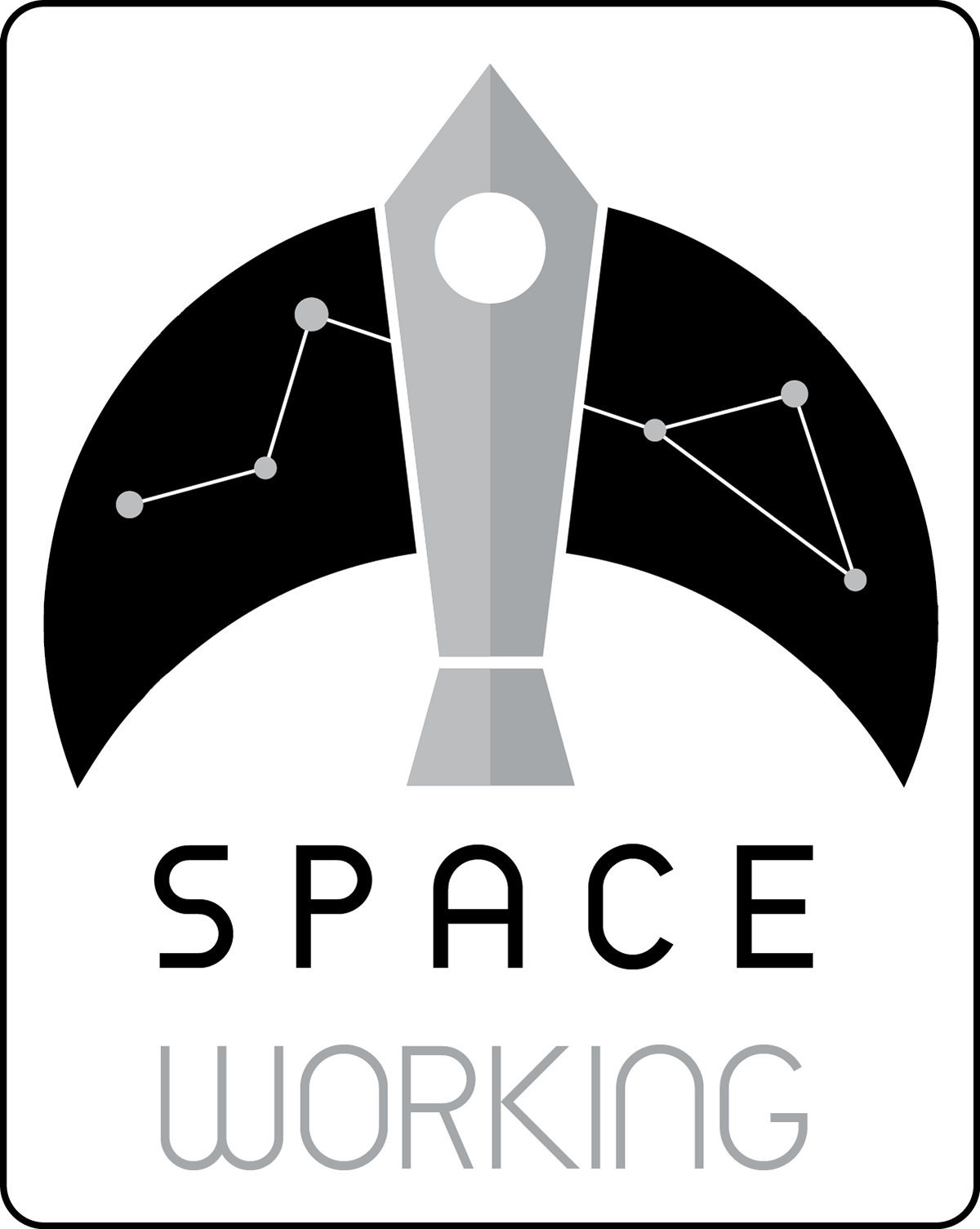 Space  application logo purple rocket star tie constelation orange coworking