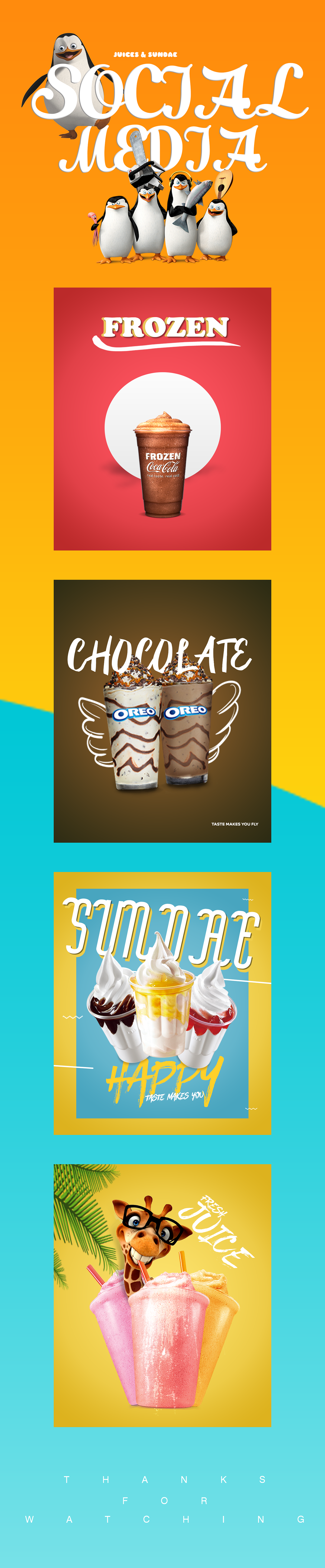 drinks social media juices sundae Food  poster giraffe Advertising  cover