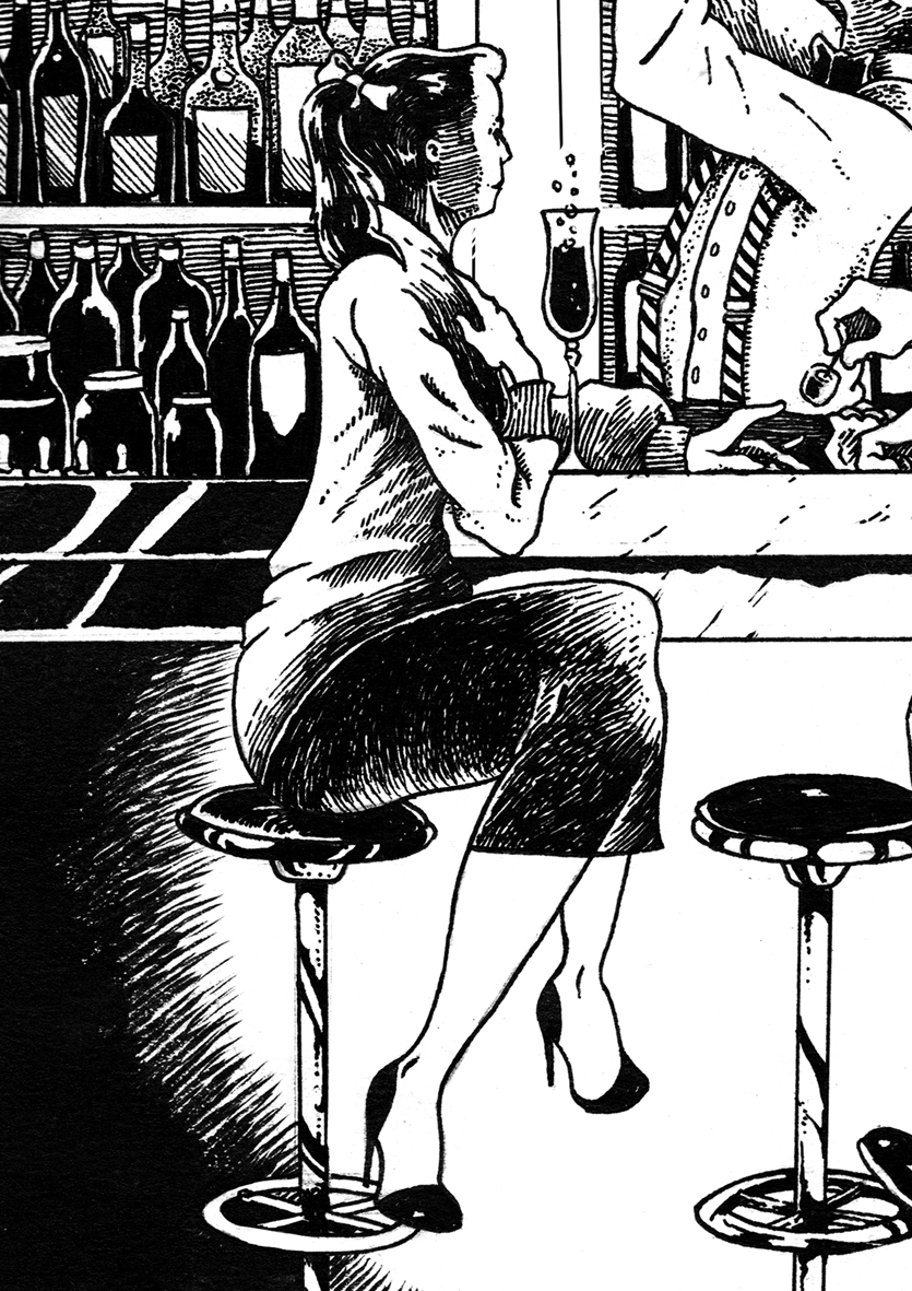 pen ink paper graphic comics cocktails bar bartender
