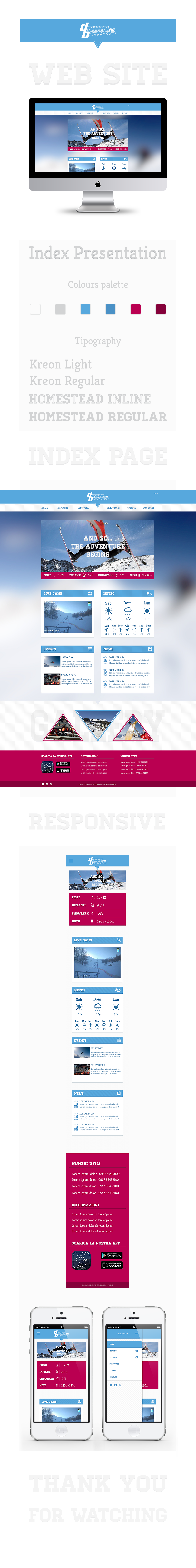 Ski snowboard web site Responsive Design Responsive flat design mobile Hipster mountain