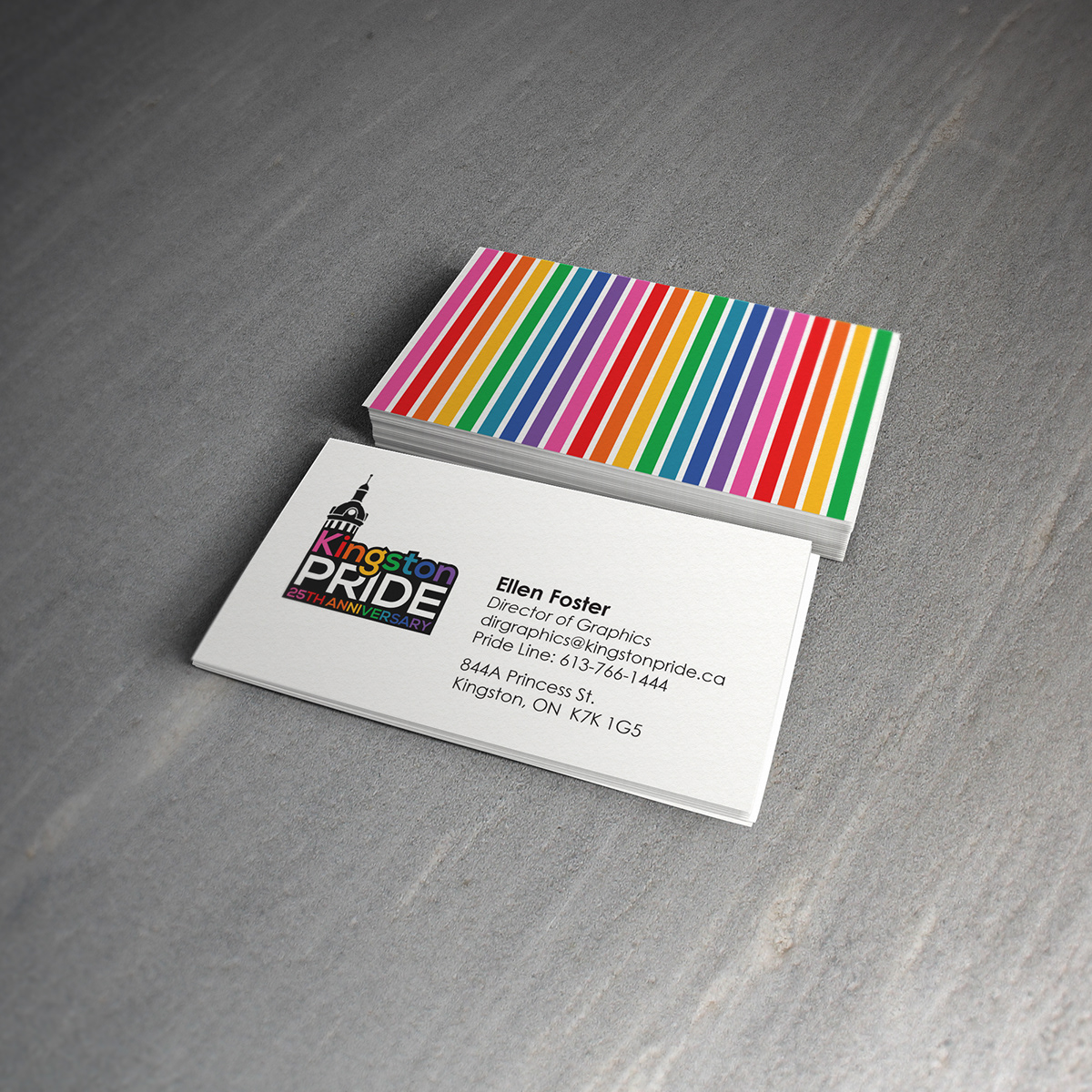 kingston Kingston Pride pride LGBT LGBT2QI queer Business Cards business card rainbow Rebrand