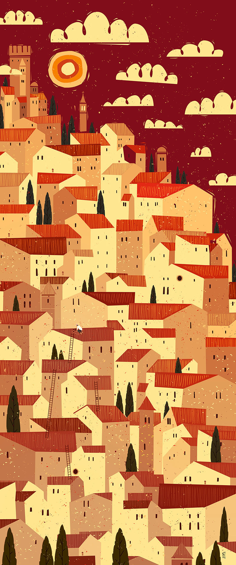 Adobe Portfolio Tuscany Italy illustratorsireland inspire folk texture Sun vintage