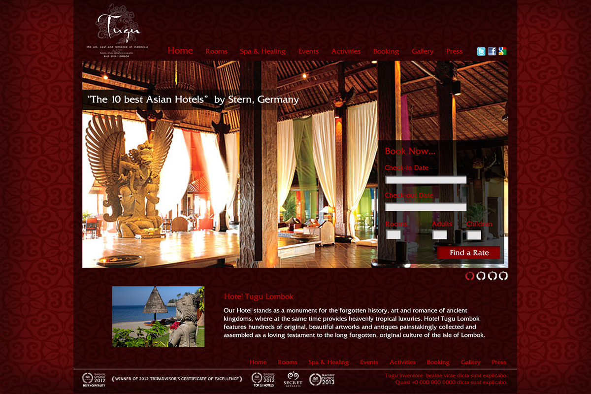hotel  Tugu Lombok indonesia  web design  web development