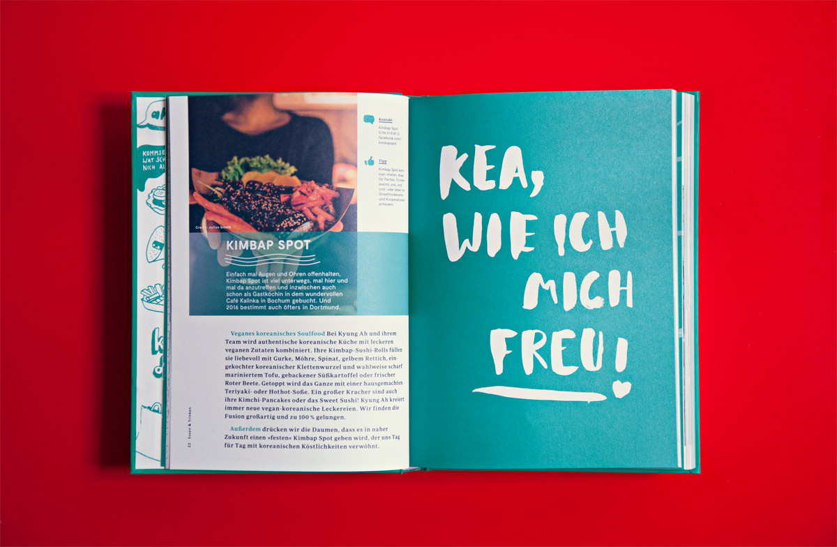 buch Bookdesign Buchgestaltung ahoi Dortmund stadtführer Cityguide essen Food  Shopping print