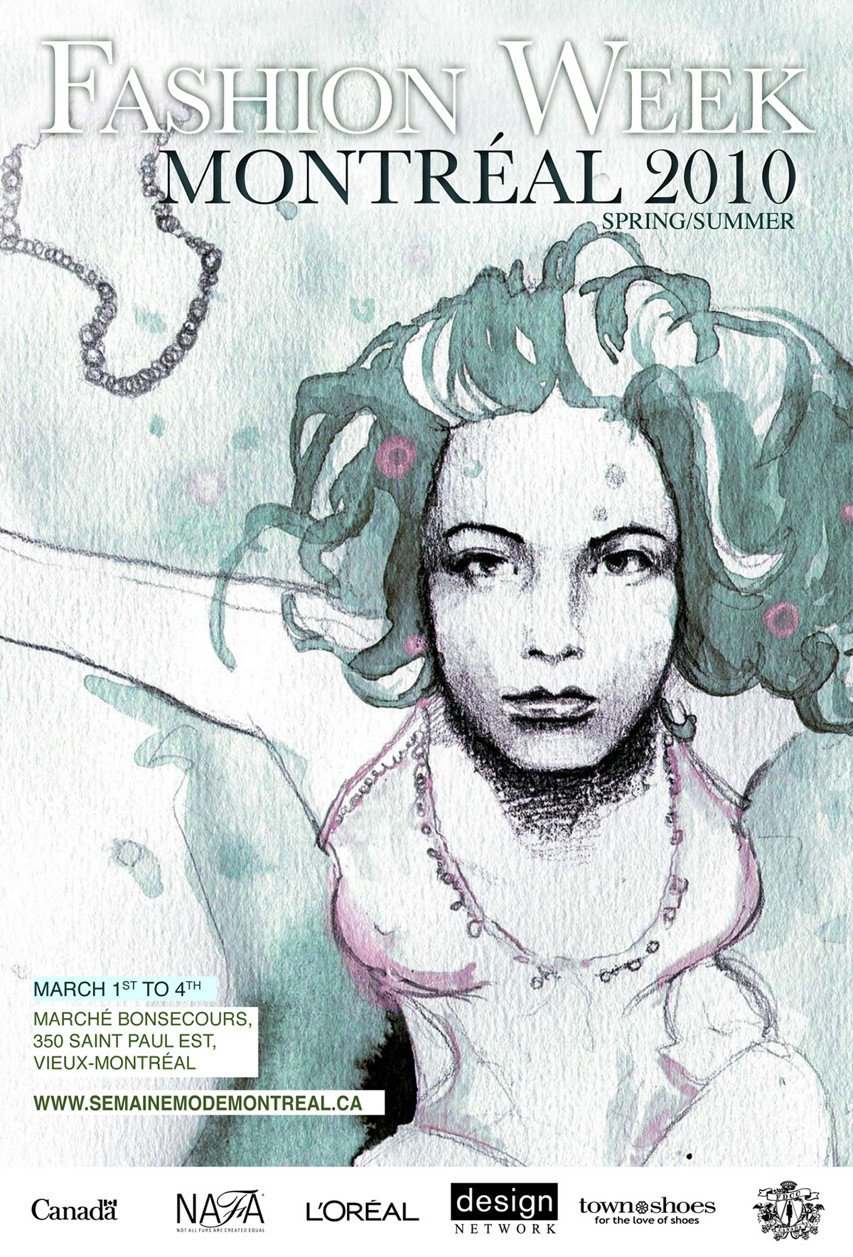 Montreal 2010 Invitation badge watercolor chris olimpo Event Poster poster card letter model underwater girl woman water