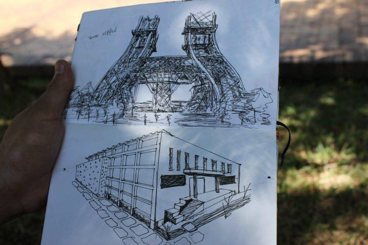 draw Practice espacios dibujos ink and paper free places lugares pen paper pecil ink pencil draw Paris Tower Eiffel