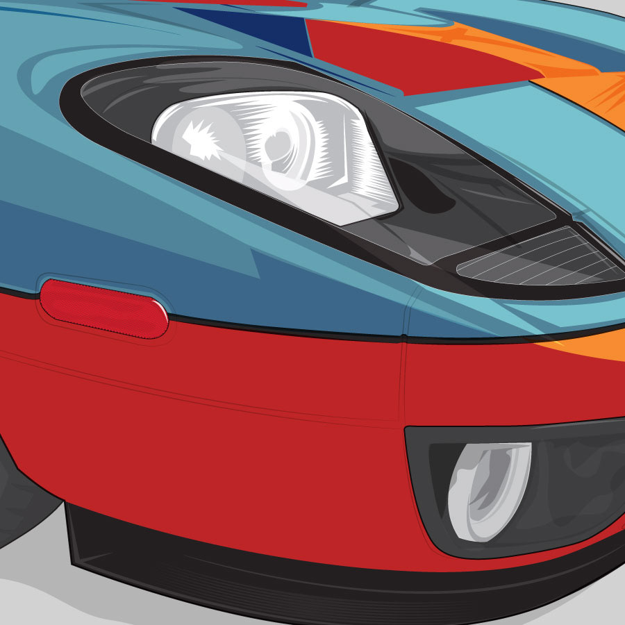 vector Illustrator design graphics art graphicdesign vectorart kematica kenmata sports car  Car  Ford  gt GT40