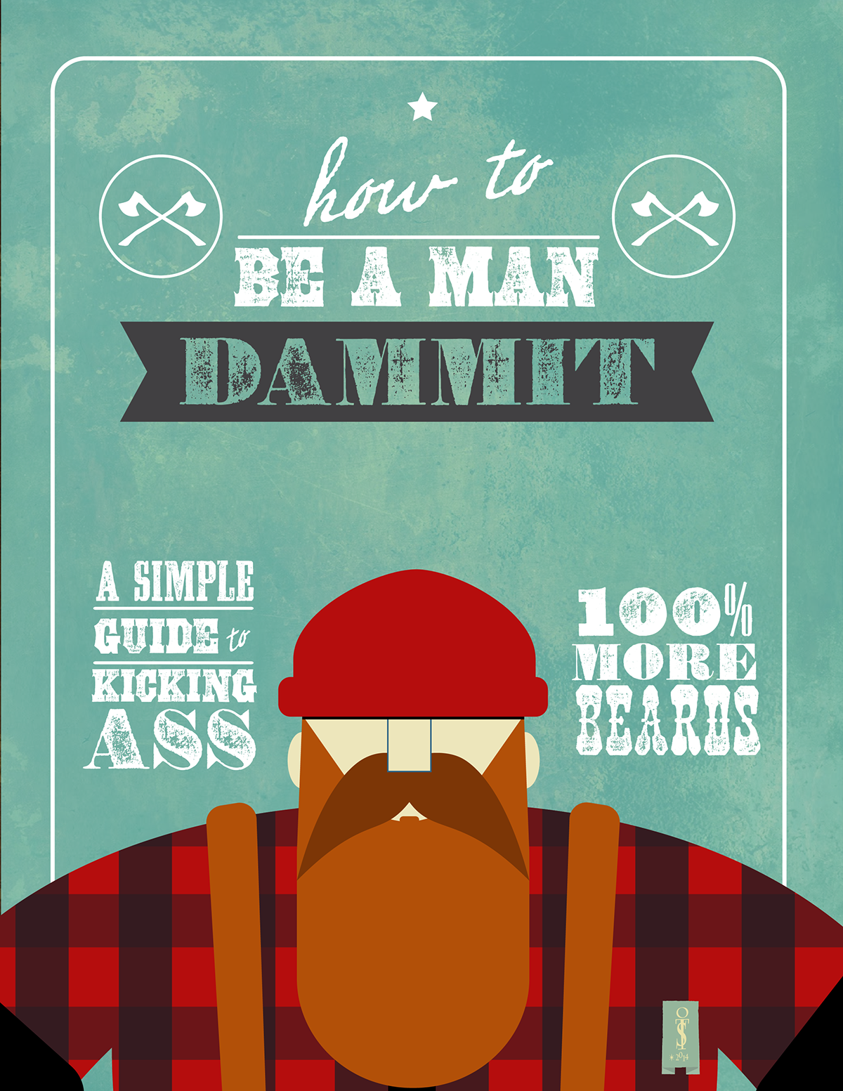 beard man Hipster lumberjack manly axe trendy