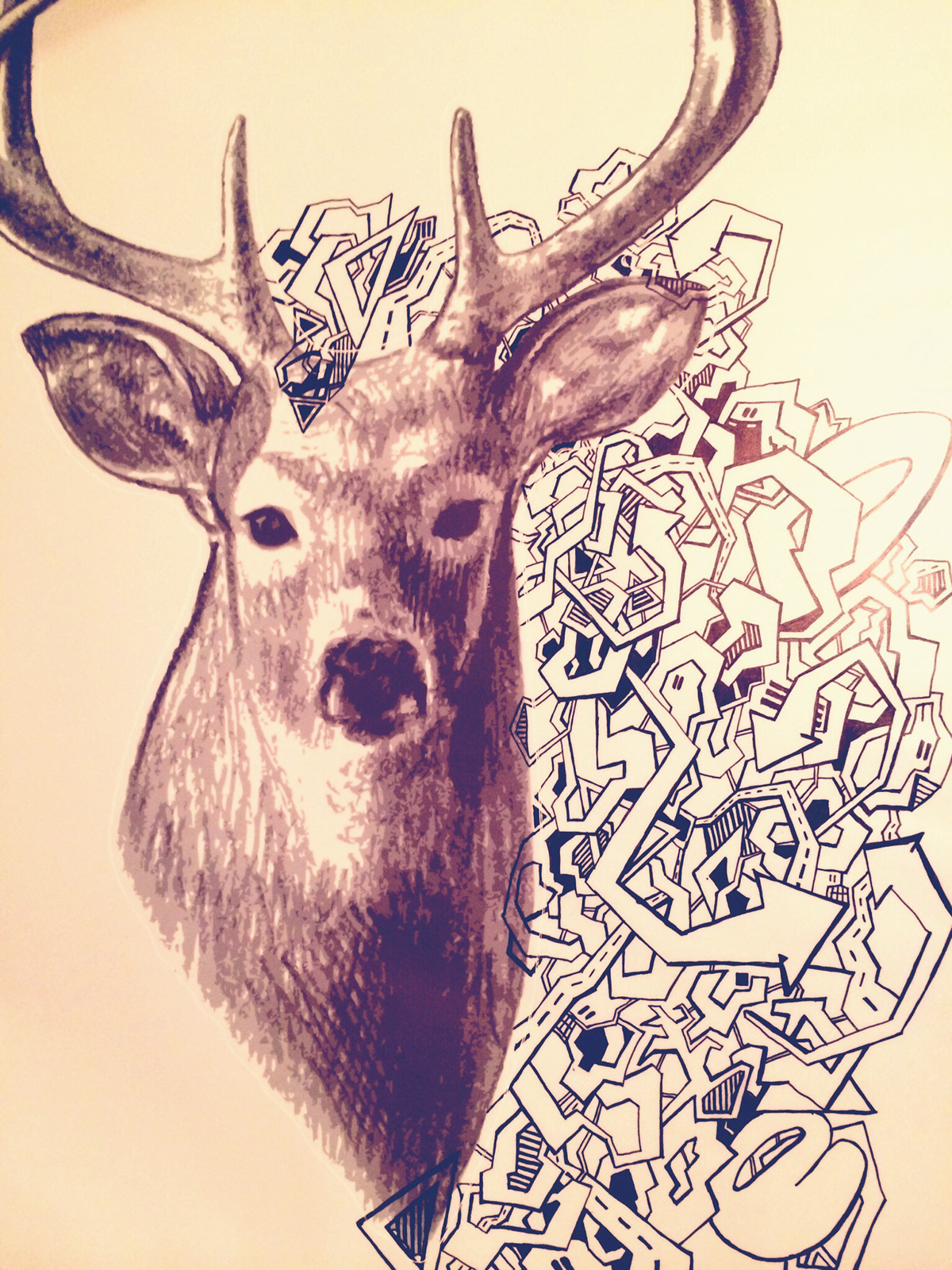 Hipster REH triangle art artwork Work  deer