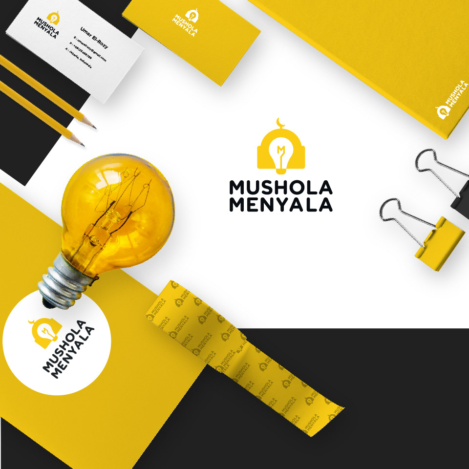 masjid Islamic Logo lamp logo yellow branding  yellow branding Yellow logo light logo M logo brand identity