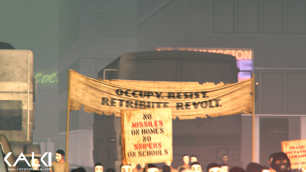 CG  animation  digital  short film  war  oil   MOLOTOV  Occupy  revolution God  mythology  economy vendetta future