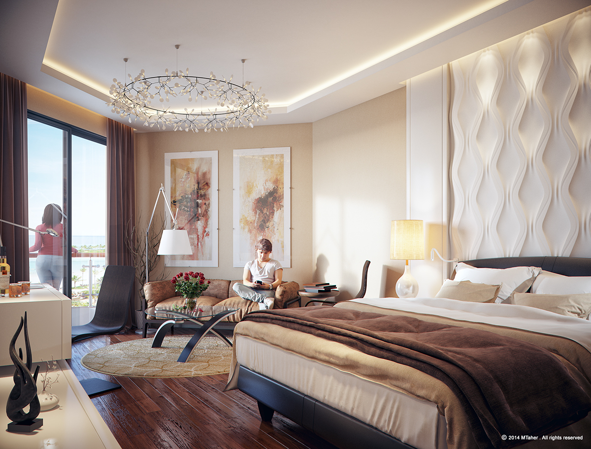contemporary modern Studio apartment muhammad taher vray 3ds max