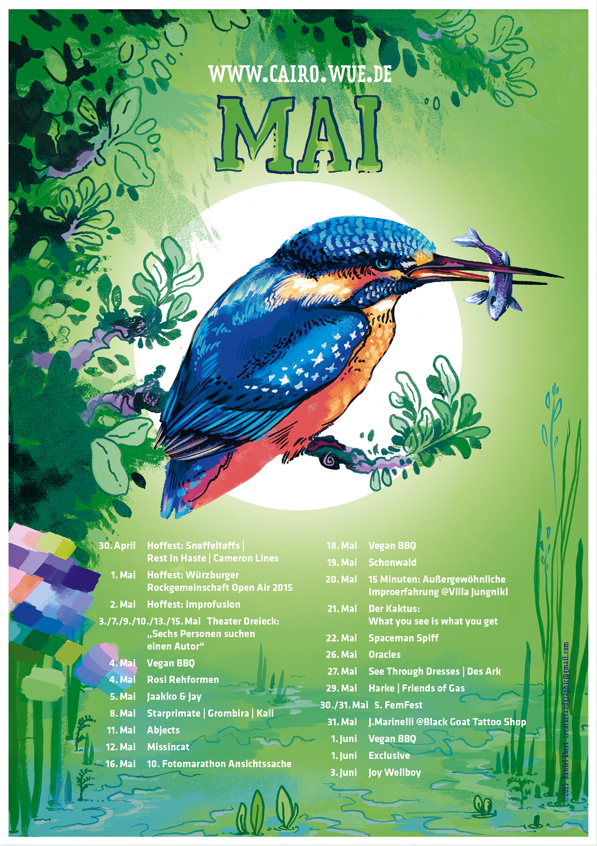 poster eventposter youth center summer kingfisher fish Nature sunlight colorful creatureandgraphic