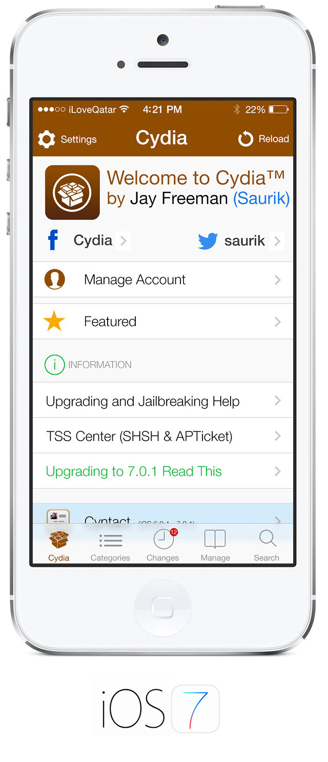 Cydia UI ux design concept ios7 iphone