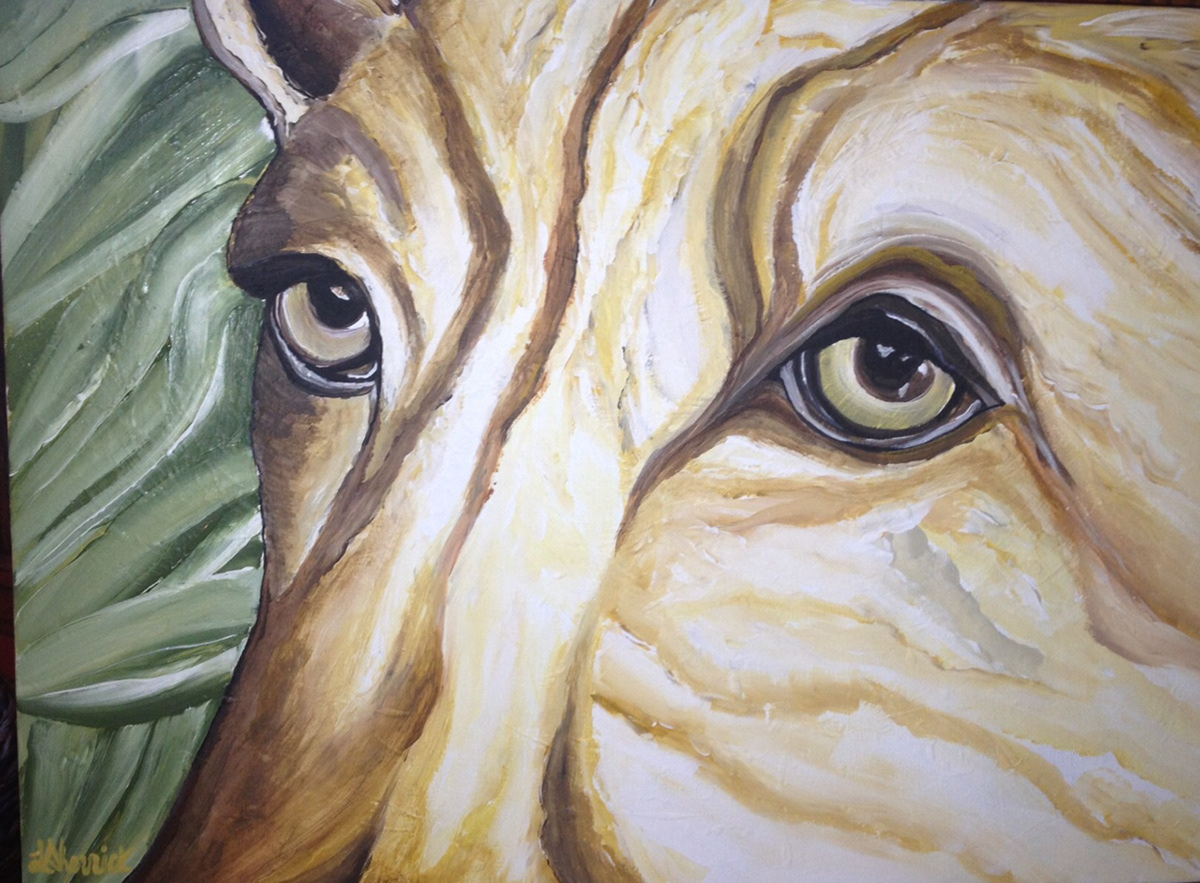 originial Acyrlic on canvas lion Nature rainforest post impressionism