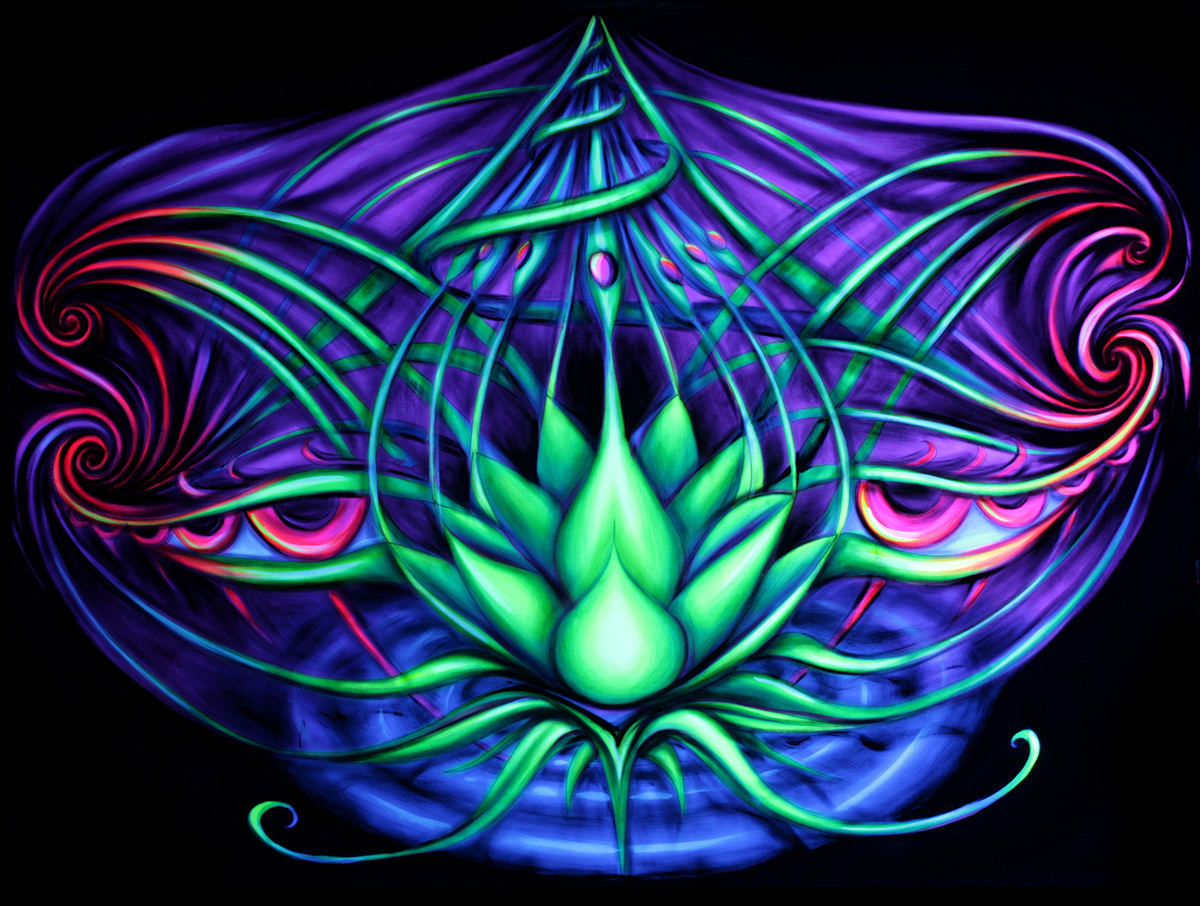 fluorescent Phosphorescent luminiscent ultraviolet UV party decoration paint handpainted psychedelic lsd