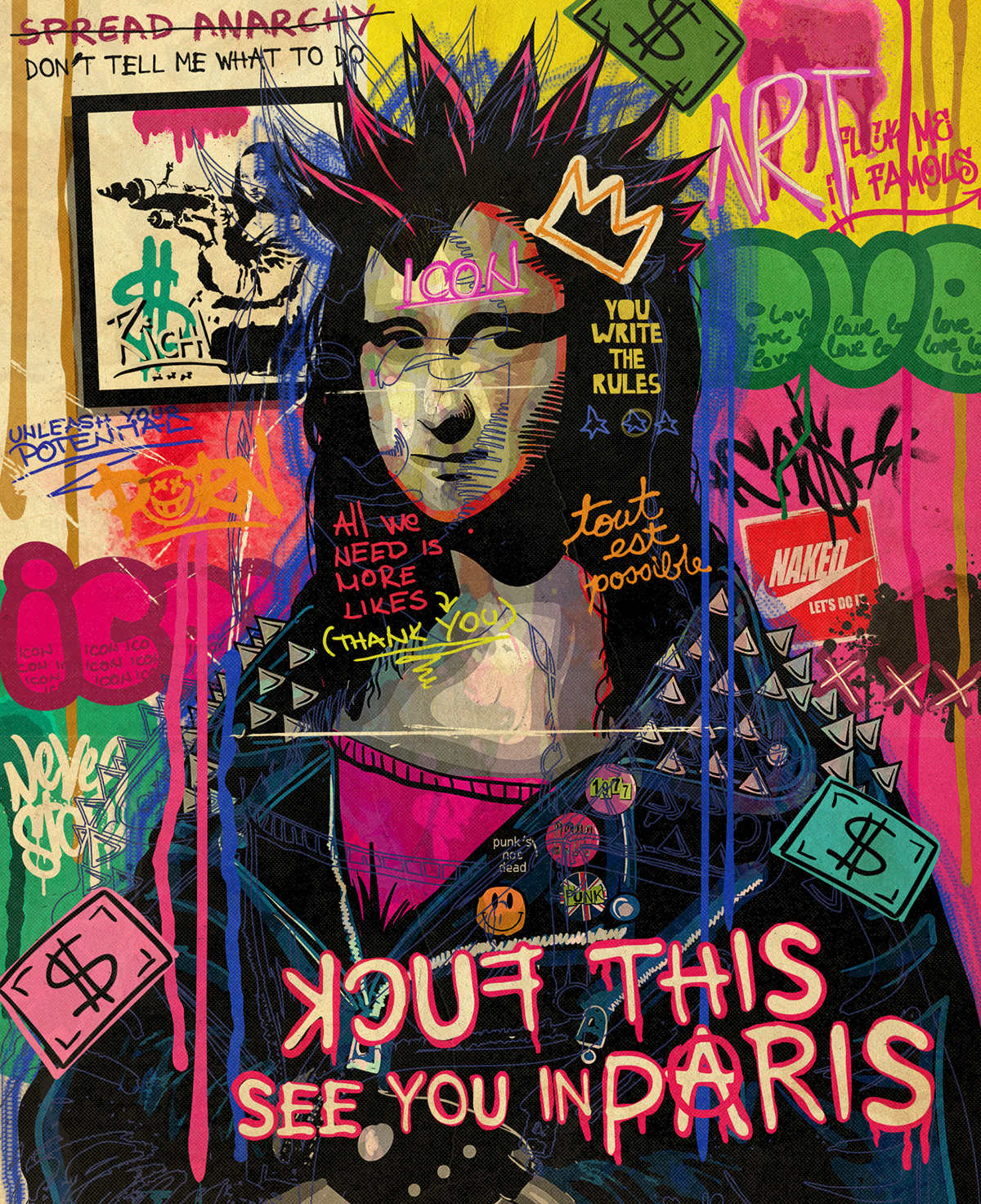 Basquiat Digital Art  digital portrait Graffiti Mona Lisa Pop Art pop art portrait Street Art  warhol