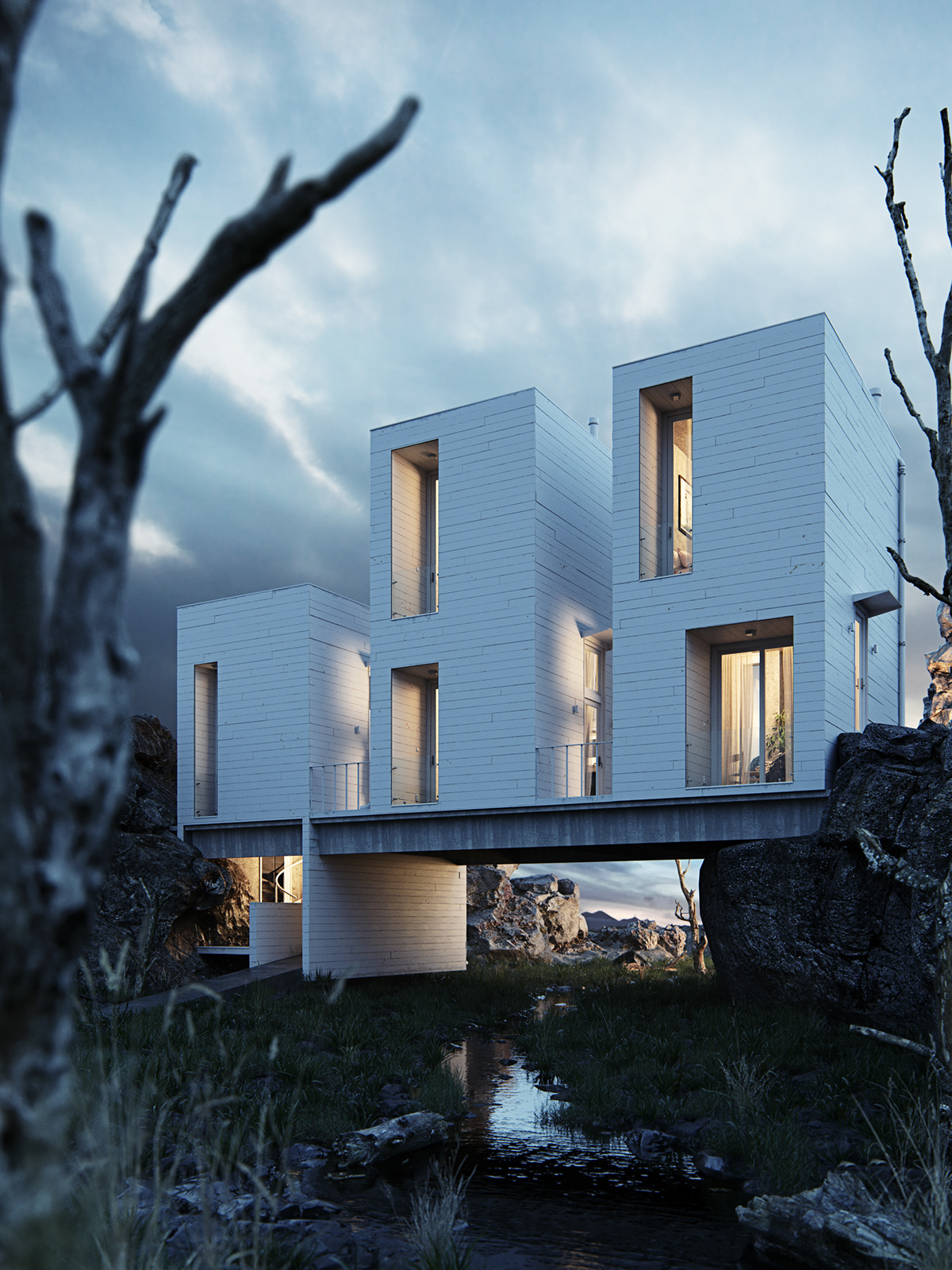 archviz CGI corona exterior house Landscape Render vray wood architecture
