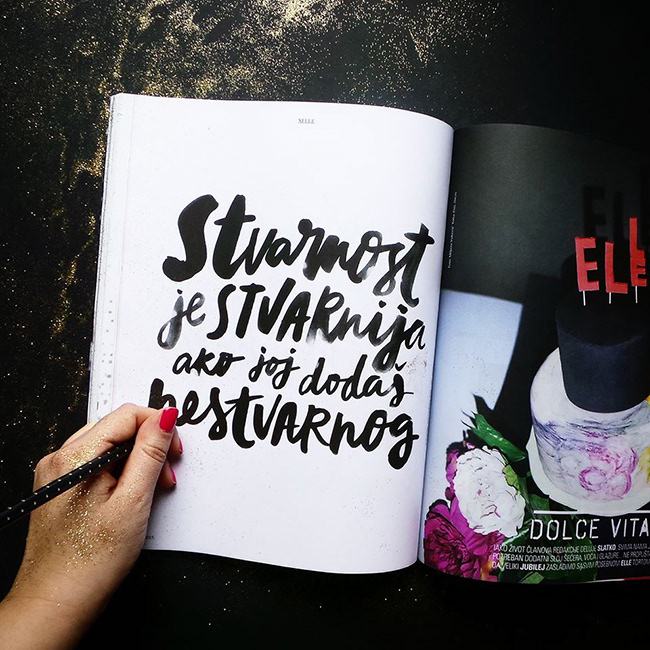 lettering Elle type brush magazine
